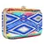 Anekaant Geomet Embroidered Party Clutch Bag Blue & Multi