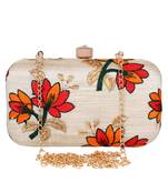 Anekaant Ethnique Embroidered Party Clutch Bag Beige