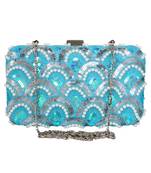 Anekaant Ethnique Embroidered Party Clutch Bag Blue