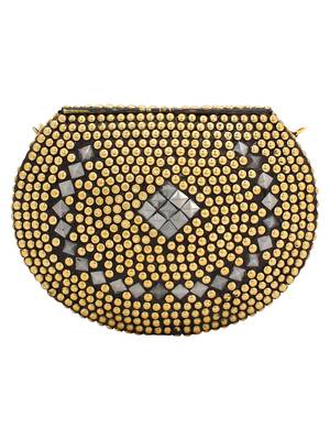 Anekaant Jewel Gold & Silver Metal Clutch Bag with Metal Chain 3
