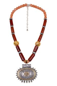 Designer Necklace With German Silver Pendant And Mix Ornaments And Beads Ppbj232