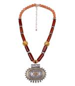 Designer Necklace With German Silver Pendant And Mix Ornaments And Beads Ppbj232
