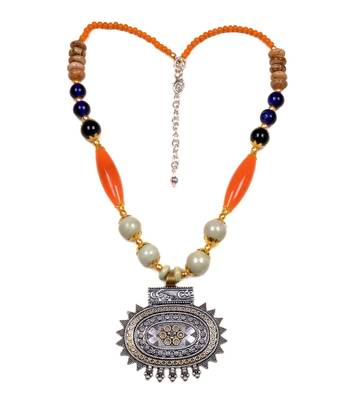 Designer Necklace With German Silver Pendant And Mix Ornaments And Beads Ppbj234 1