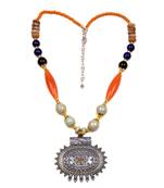 Designer Necklace With German Silver Pendant And Mix Ornaments And Beads Ppbj234