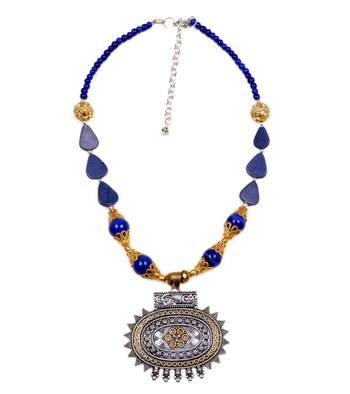 Designer Necklace With German Silver Pendant And Mix Ornaments And Beads Ppbj235 1