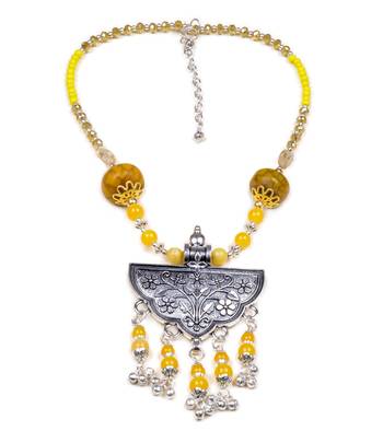Designer Necklace With German Silver Pendant And Mix Ornaments And Beads Ppbj237 1
