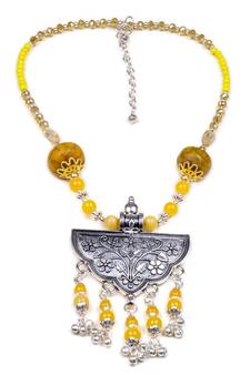 Designer Necklace With German Silver Pendant And Mix Ornaments And Beads Ppbj237