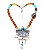 Designer Necklace With German Silver Pendant And Mix Ornaments And Beads Ppbj238