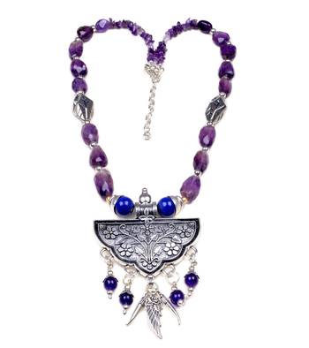 Designer Necklace With German Silver Pendant And Mix Ornaments And Beads Ppbj239 1