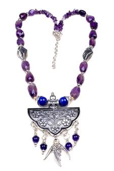 Designer Necklace With German Silver Pendant And Mix Ornaments And Beads Ppbj239