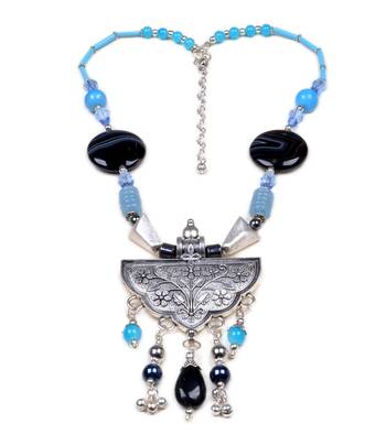 Designer Necklace With German Silver Pendant And Mix Ornaments And Beads Ppbj240 1