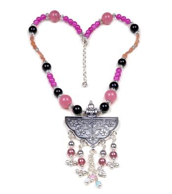 Designer Necklace With German Silver Pendant And Mix Ornaments And Beads Ppbj241 1