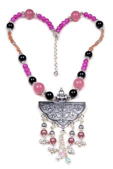 Designer Necklace With German Silver Pendant And Mix Ornaments And Beads Ppbj241