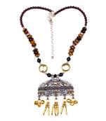 Designer Necklace With German Silver Pendant And Mix Ornaments And Beads Ppbj243