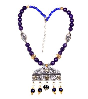 Designer Necklace With German Silver Pendant And Mix Ornaments And Beads Ppbj244 1