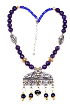 Designer Necklace With German Silver Pendant And Mix Ornaments And Beads Ppbj244
