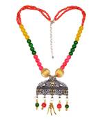 Designer Necklace With German Silver Pendant And Mix Ornaments And Beads Ppbj246
