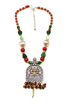 Designer Necklace With German Silver Pendant And Mix Ornaments And Beads Ppbj249