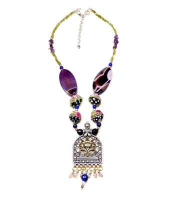 Designer Necklace With German Silver Pendant And Mix Ornaments And Beads Ppbj251 1
