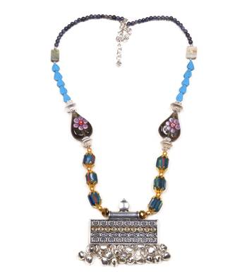 Designer Necklace With German Silver Pendant And Mix Ornaments And Beads Ppbj252 1