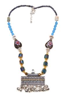 Designer Necklace With German Silver Pendant And Mix Ornaments And Beads Ppbj252