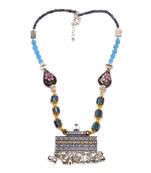 Designer Necklace With German Silver Pendant And Mix Ornaments And Beads Ppbj252