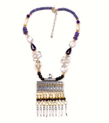 Designer Necklace With German Silver Pendant And Mix Ornaments And Beads Ppbj254 1