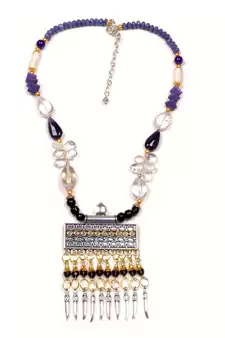 Designer Necklace With German Silver Pendant And Mix Ornaments And Beads Ppbj254