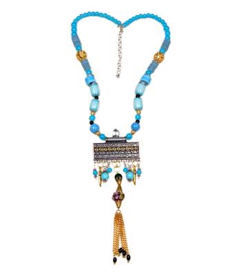 Designer Necklace With German Silver Pendant And Mix Ornaments And Beads Ppbj256 1