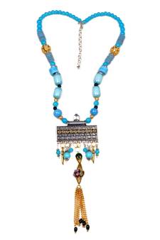 Designer Necklace With German Silver Pendant And Mix Ornaments And Beads Ppbj256