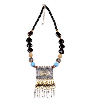 Designer Necklace With German Silver Pendant And Mix Ornaments And Beads Ppbj257 1