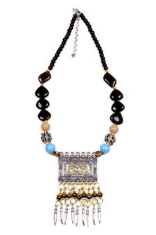 Designer Necklace With German Silver Pendant And Mix Ornaments And Beads Ppbj257