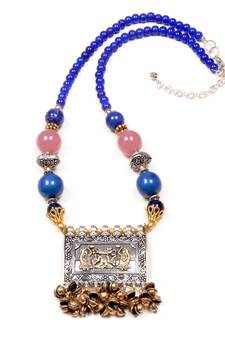Designer Necklace With German Silver Pendant And Mix Ornaments And Beads Ppbj258