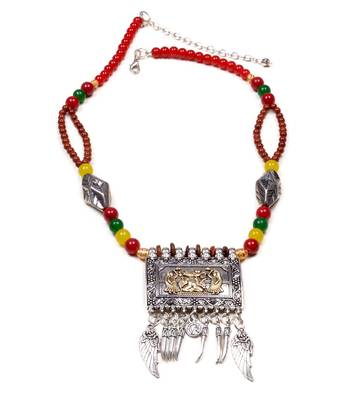 Designer Necklace With German Silver Pendant And Mix Ornaments And Beads Ppbj259 1