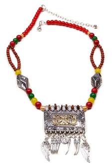 Designer Necklace With German Silver Pendant And Mix Ornaments And Beads Ppbj259