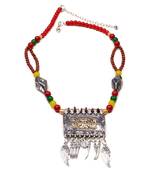 Designer Necklace With German Silver Pendant And Mix Ornaments And Beads Ppbj259
