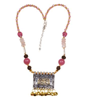 Designer Necklace With German Silver Pendant And Mix Ornaments And Beads Ppbj261 1
