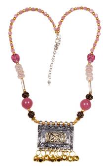 Designer Necklace With German Silver Pendant And Mix Ornaments And Beads Ppbj261