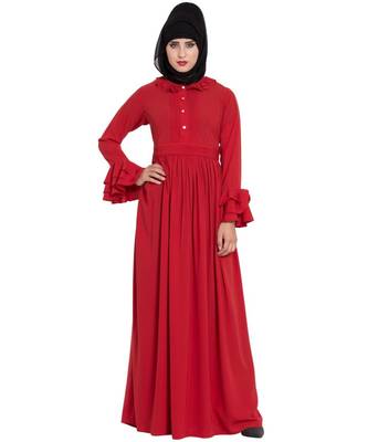 Red Plain kashibo Abaya 1