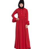 Red Plain kashibo Abaya