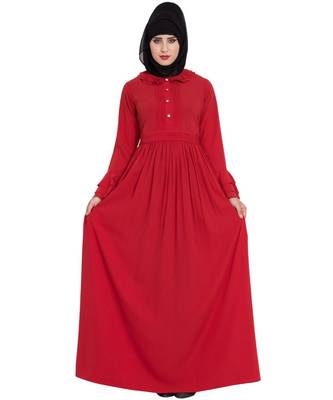 Red Plain kashibo Abaya 2