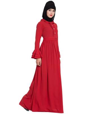 Red Plain kashibo Abaya 4