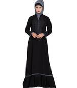 Black Embroidered Nida Abaya