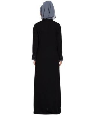 Black Embroidered Nida Abaya 5