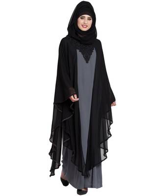 Grey Plain kashibo Abaya 1