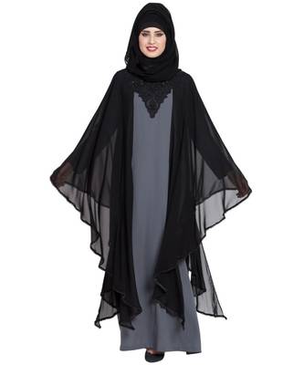 Grey Plain kashibo Abaya 2