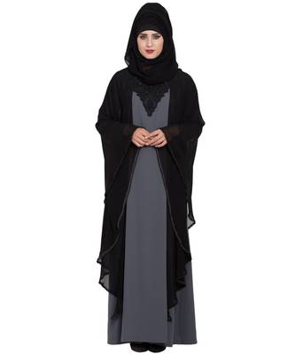 Grey Plain kashibo Abaya 3
