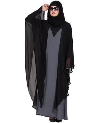 Grey Plain kashibo Abaya 4