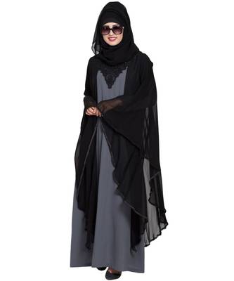 Grey Plain kashibo Abaya 5