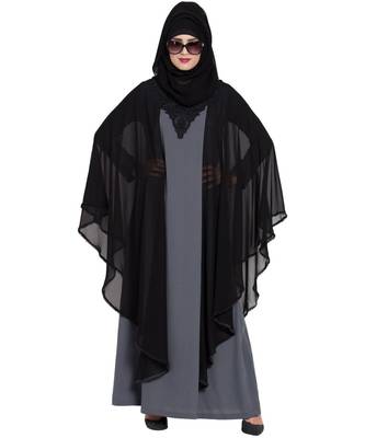 Grey Plain kashibo Abaya 6